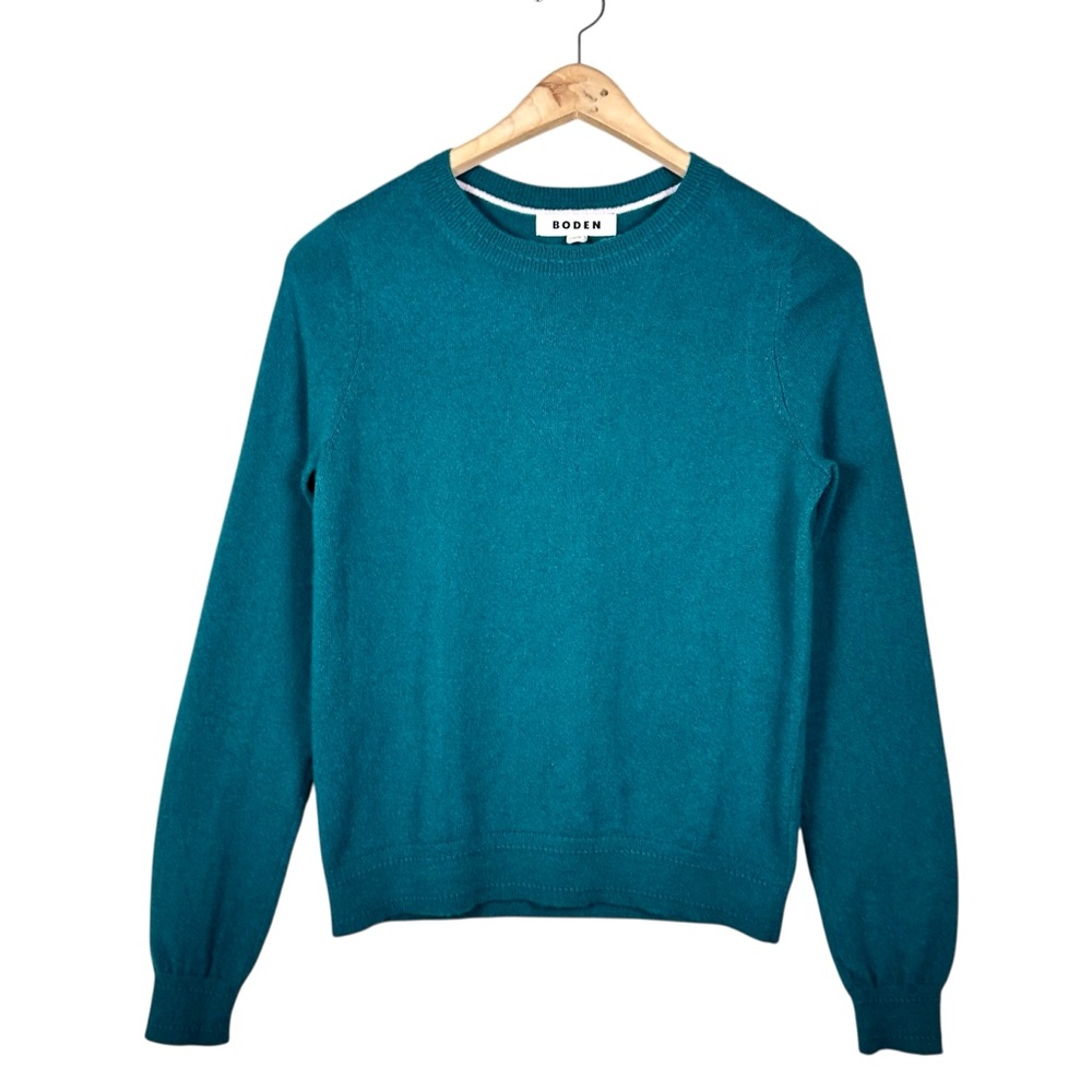 BODEN Eva 100% Cashmere Crewneck Sweater in Emerald
